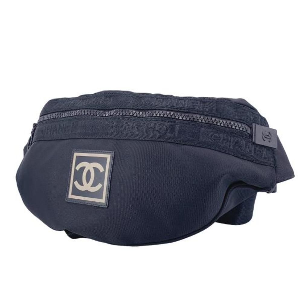 Chanel Nylon Waist Bag Body Bag Shoulder Bag Sports Line Nylon Black